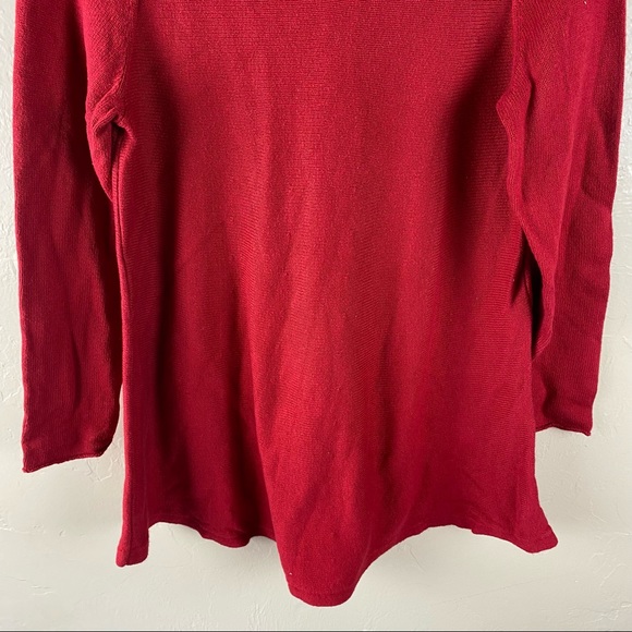 J Jill Red Funnel Neck Tunic Length Swing Style Sweater Small - Picture 3 of 8
